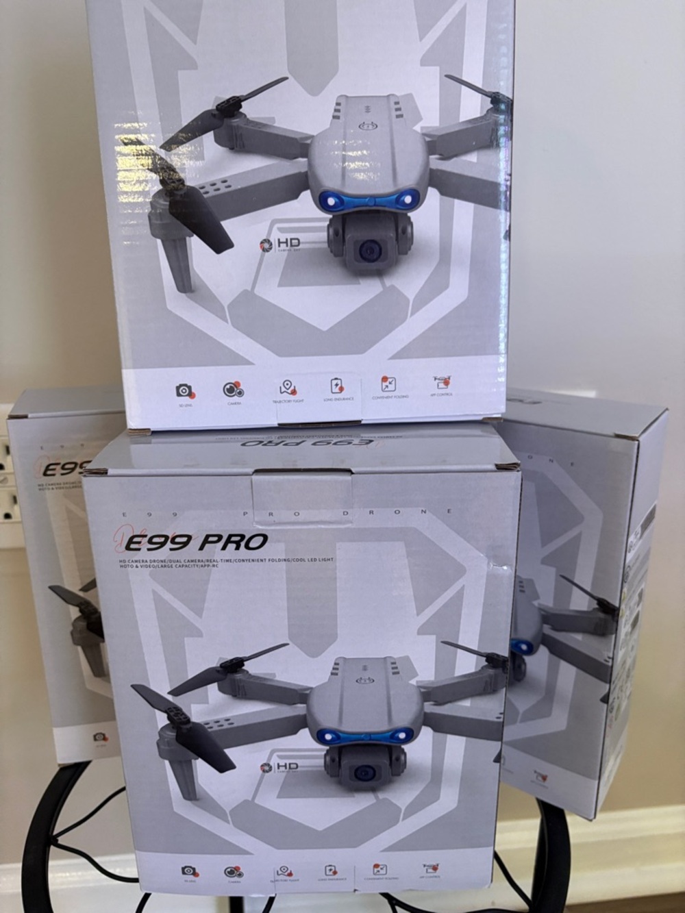 E99 Pro Foldable Drone - Gray with Blue Accents